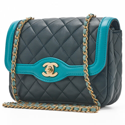 CHANEL Mini Shoulder Bag Matelasse Turn Lock Lambskin Bicolor Gold-Tone Hardware Pre-Owned - Vintage La Charme