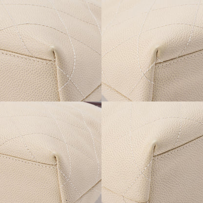 CHANEL Handbag Matelasse Coco Mark Wood Pattern Caviar Skin Beige Gold-Tone Hardware Pre-Owned - Vintage La Charme