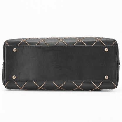 CHANEL Tote Bag, Coco Mark Wild Stitch, Calfskin, Black, Silver-Tone Hardware, Pre-Owned - Vintage La Charme