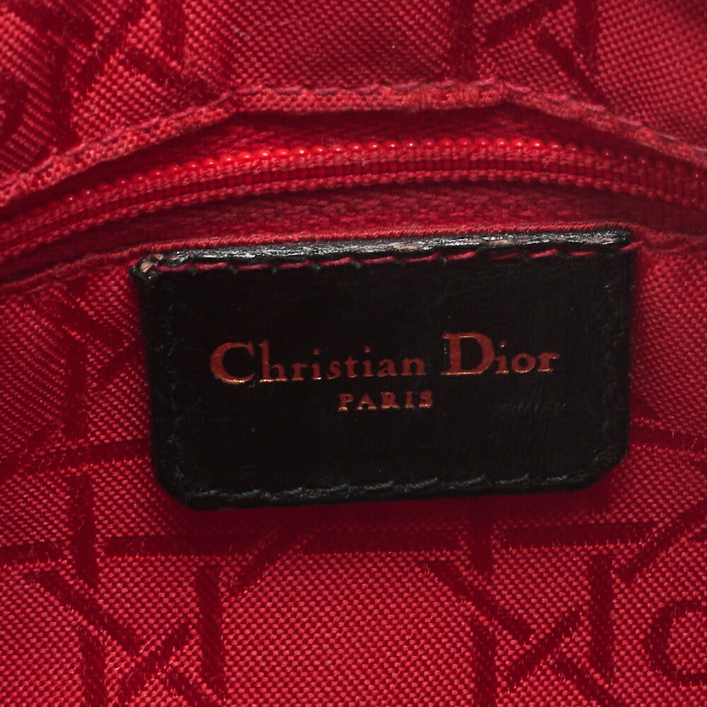 Dior Lady Dior Handbag Cannage Lambskin Black Gold-Tone Hardware Pre-Owned - Vintage La Charme