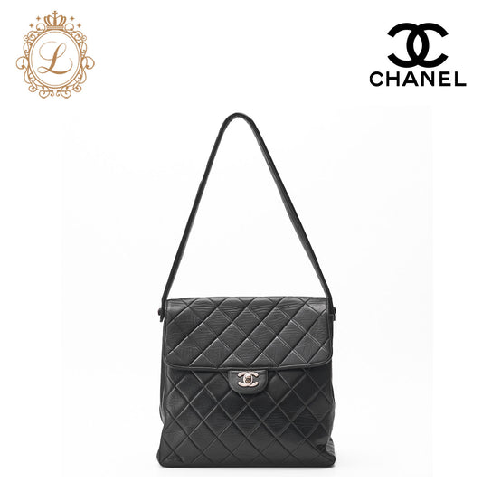 CHANEL Shoulder Bag Matelasse Double Face Lambskin Black Silver-Tone Hardware Pre-Owned - Vintage La Charme