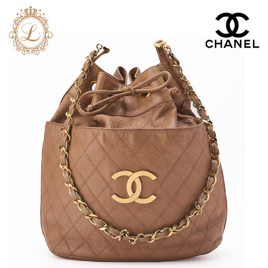 Chanel Shoulder Bag Bikorore Coco Charm Lambskin Beige Gold-Tone Hardware Pre-Owned - Vintage La Charme