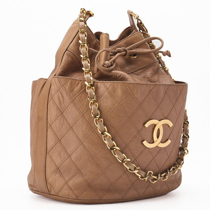 Chanel Shoulder Bag Bikorore Coco Charm Lambskin Beige Gold-Tone Hardware Pre-Owned - Vintage La Charme