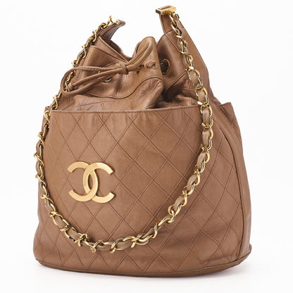 Chanel Shoulder Bag Bikorore Coco Charm Lambskin Beige Gold-Tone Hardware Pre-Owned - Vintage La Charme