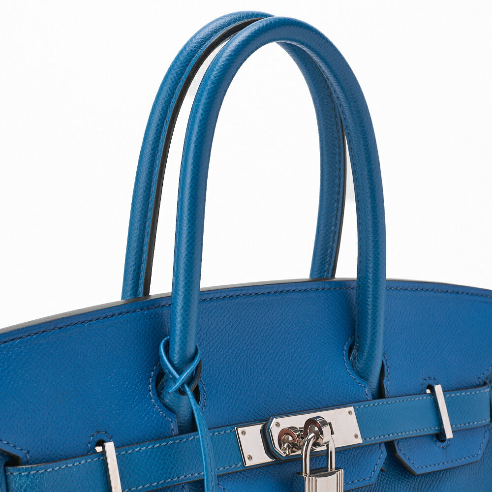 HERMES Birkin 30 Handbag Epson Blue Paon Silver-Tone Hardware Pre-Owned - Vintage La Charme