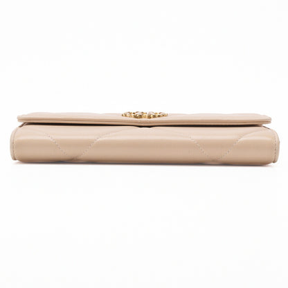 Chanel 19 Bi-fold Long Wallet Matelasse Lambskin Beige Gold-Tone Hardware Pre-Owned - Vintage La Charme