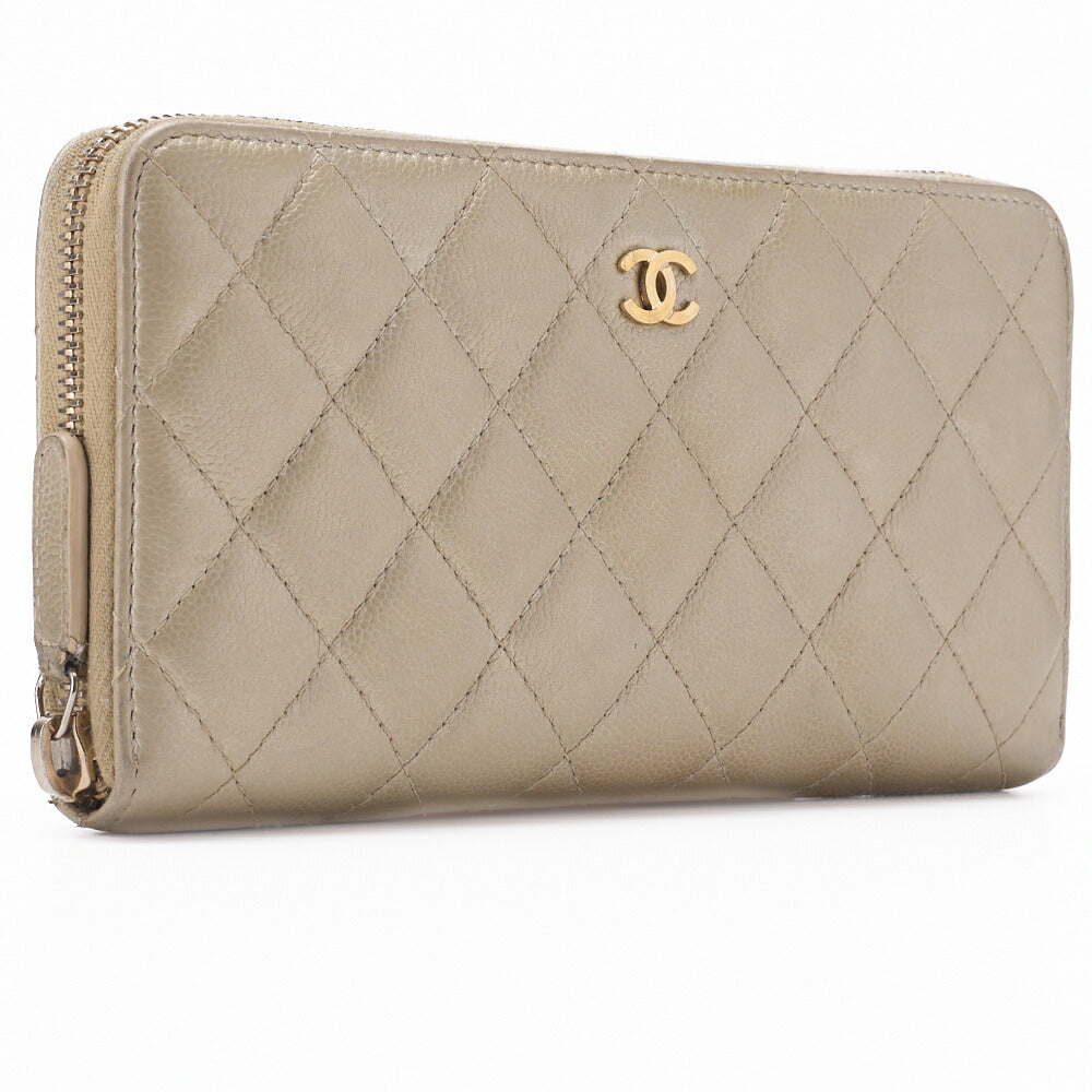 CHANEL Long Wallet, Matelasse, Caviar Skin, Gold, Gold-Tone Hardware, Pre-Owned - Vintage La Charme