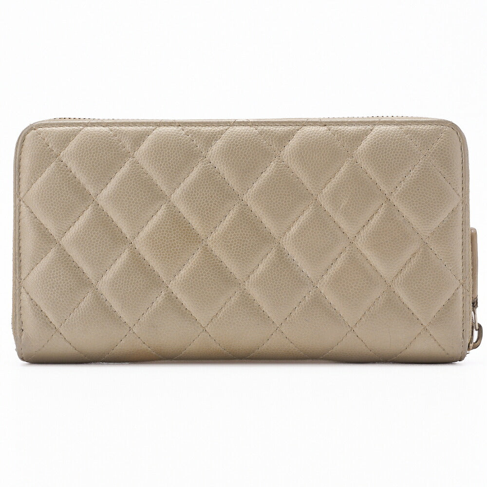 CHANEL Long Wallet, Matelasse, Caviar Skin, Gold, Gold-Tone Hardware, Pre-Owned - Vintage La Charme