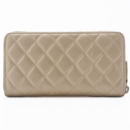 CHANEL Long Wallet, Matelasse, Caviar Skin, Gold, Gold-Tone Hardware, Pre-Owned - Vintage La Charme
