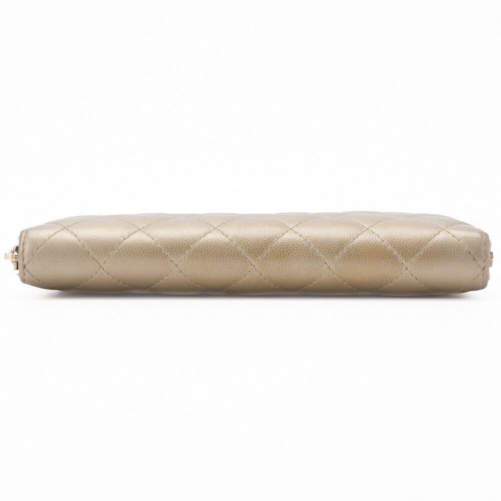 CHANEL Long Wallet, Matelasse, Caviar Skin, Gold, Gold-Tone Hardware, Pre-Owned - Vintage La Charme