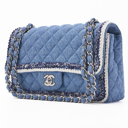 CHANEL Shoulder Bag Matelasse Denim Blue Single Flap Turn Lock Silver-Tone Hardware Pre-Owned - Vintage La Charme