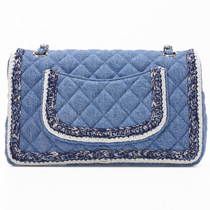 CHANEL Shoulder Bag Matelasse Denim Blue Single Flap Turn Lock Silver-Tone Hardware Pre-Owned - Vintage La Charme