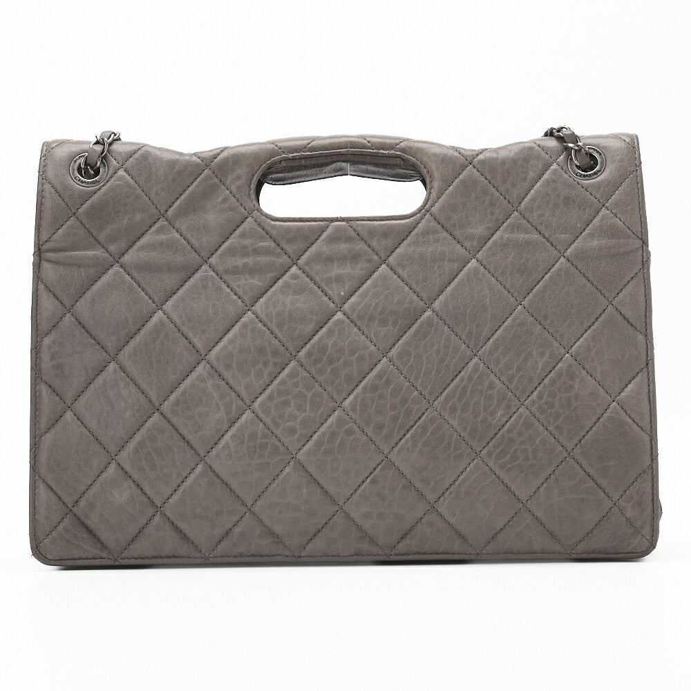CHANEL Shoulder Bag Matelasse Turn Lock 2.55 Lambskin Gray Silver-Tone Hardware Pre-Owned - Vintage La Charme