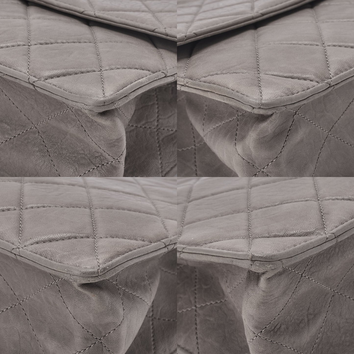 CHANEL Shoulder Bag Matelasse Turn Lock 2.55 Lambskin Gray Silver-Tone Hardware Pre-Owned - Vintage La Charme