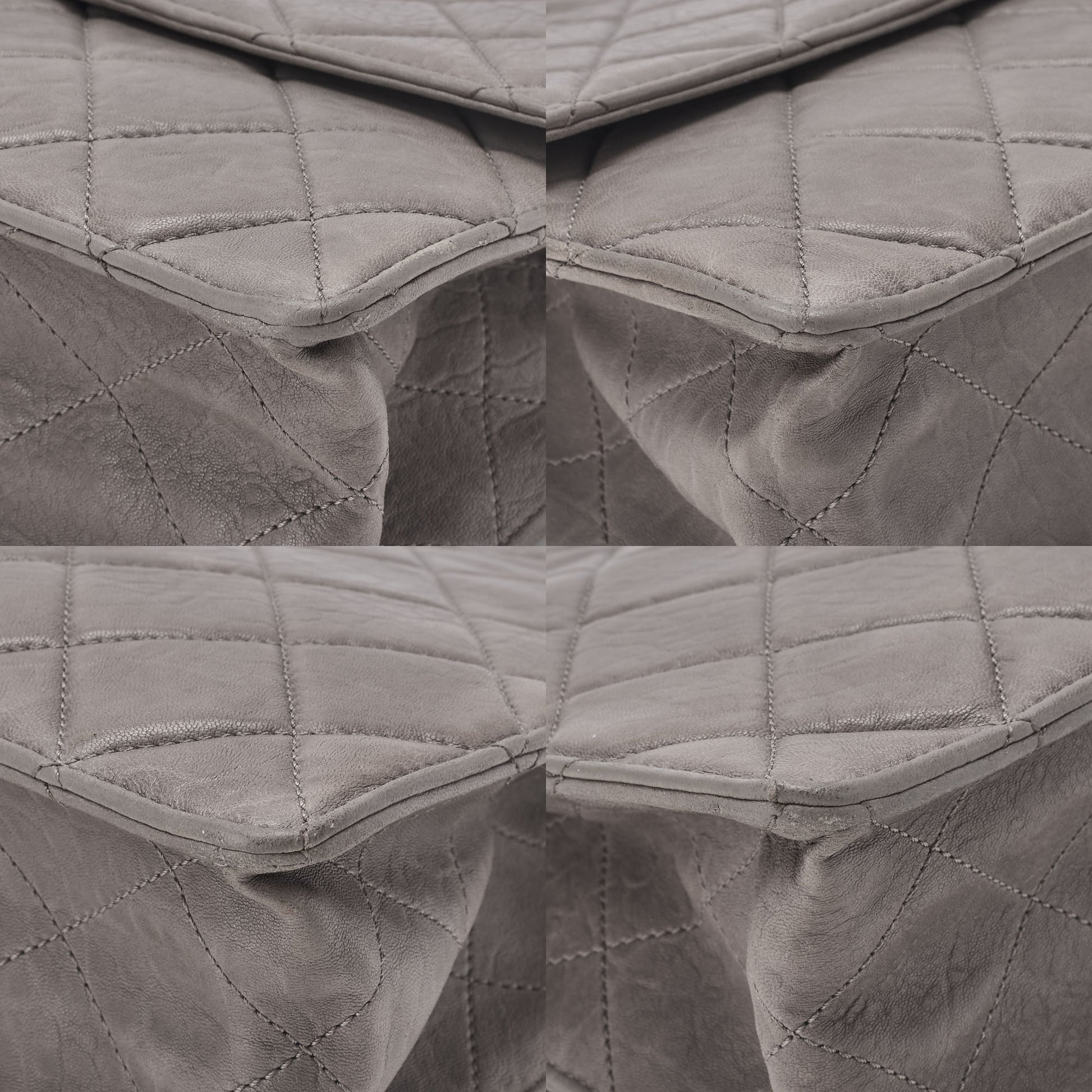 CHANEL Shoulder Bag Matelasse Turn Lock 2.55 Lambskin Gray Silver-Tone Hardware Pre-Owned - Vintage La Charme