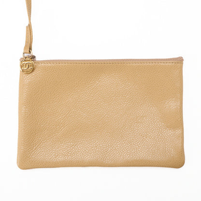 CHANEL Shoulder Bag Coco Mark Drawstring Ball Charm Caviar Leather Beige Gold-Tone Hardware Pre-Owned - Vintage La Charme