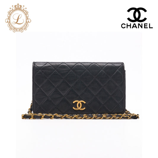 CHANEL Shoulder Bag Matelasse Lambskin Black Gold-Tone Hardware Pre-Owned - Vintage La Charme