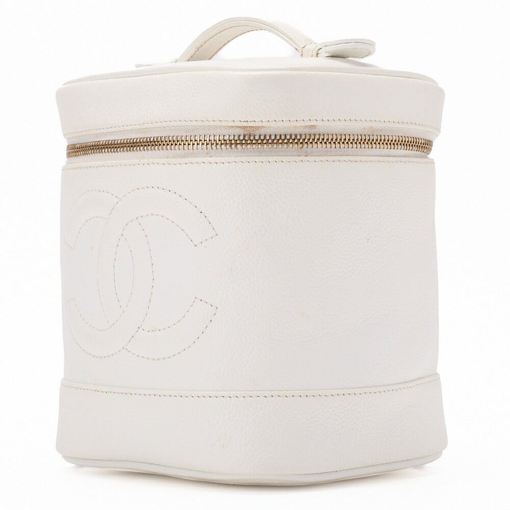 CHANEL Shoulder Bag, Coco Mark Vanity, Caviar Skin, White, Gold-Tone Hardware, Pre-Owned - Vintage La Charme