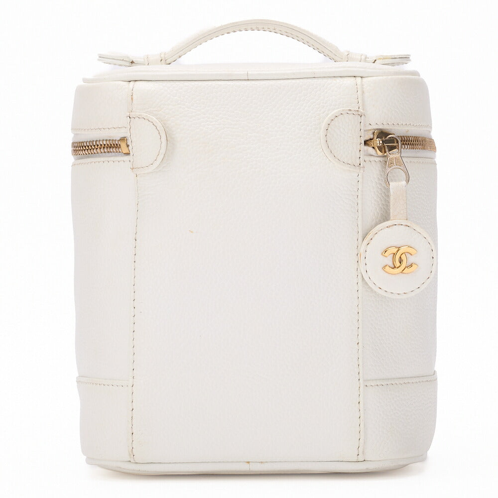 CHANEL Shoulder Bag, Coco Mark Vanity, Caviar Skin, White, Gold-Tone Hardware, Pre-Owned - Vintage La Charme