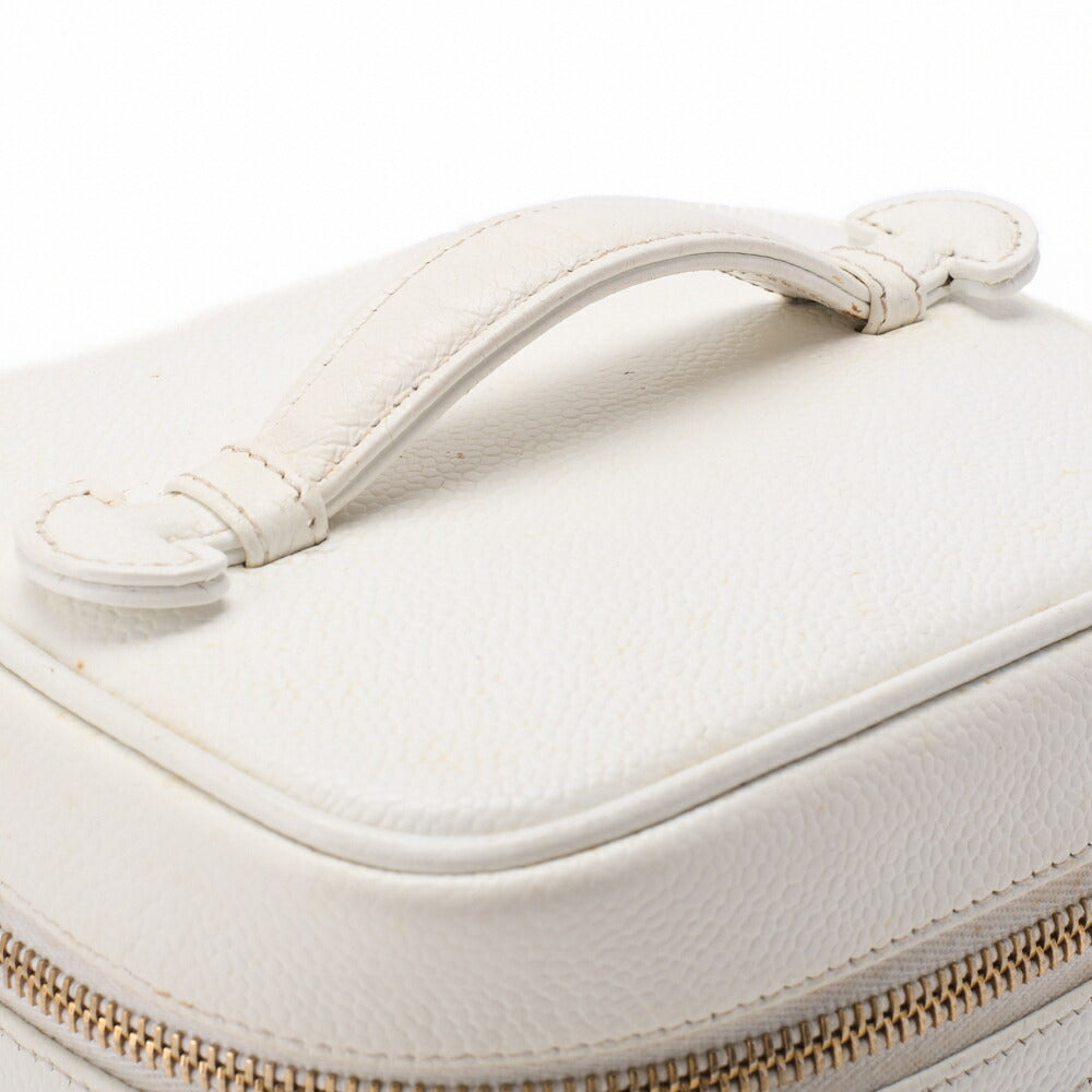 CHANEL Shoulder Bag, Coco Mark Vanity, Caviar Skin, White, Gold-Tone Hardware, Pre-Owned - Vintage La Charme