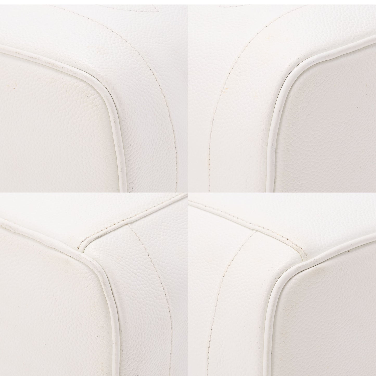 CHANEL Shoulder Bag, Coco Mark Vanity, Caviar Skin, White, Gold-Tone Hardware, Pre-Owned - Vintage La Charme