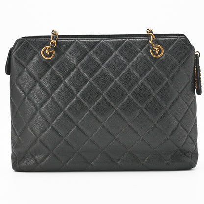 CHANEL Shoulder Bag Matelasse Caviar Skin Black Gold-Tone Hardware Pre-Owned - Vintage La Charme