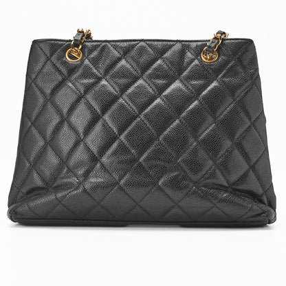 CHANEL Shoulder Bag, Matelasse, Caviar Skin, Black, Gold-Tone Hardware, Pre-Owned - Vintage La Charme