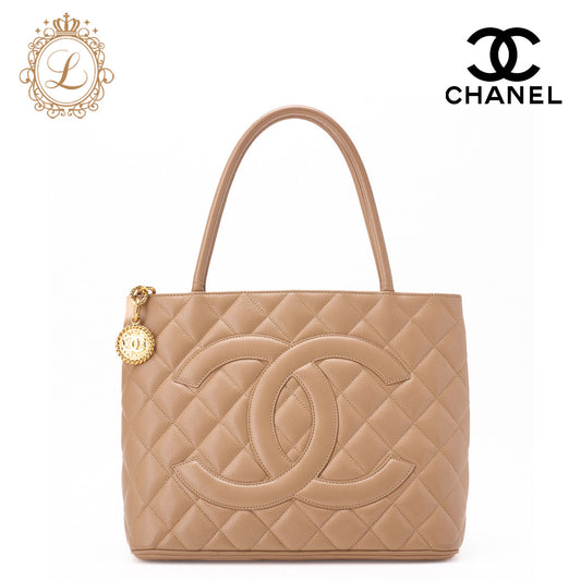 CHANEL Tote Bag, Matelasse Reprint, Caviar Skin, Beige, Gold-Tone Hardware, Pre-Owned - Vintage La Charme