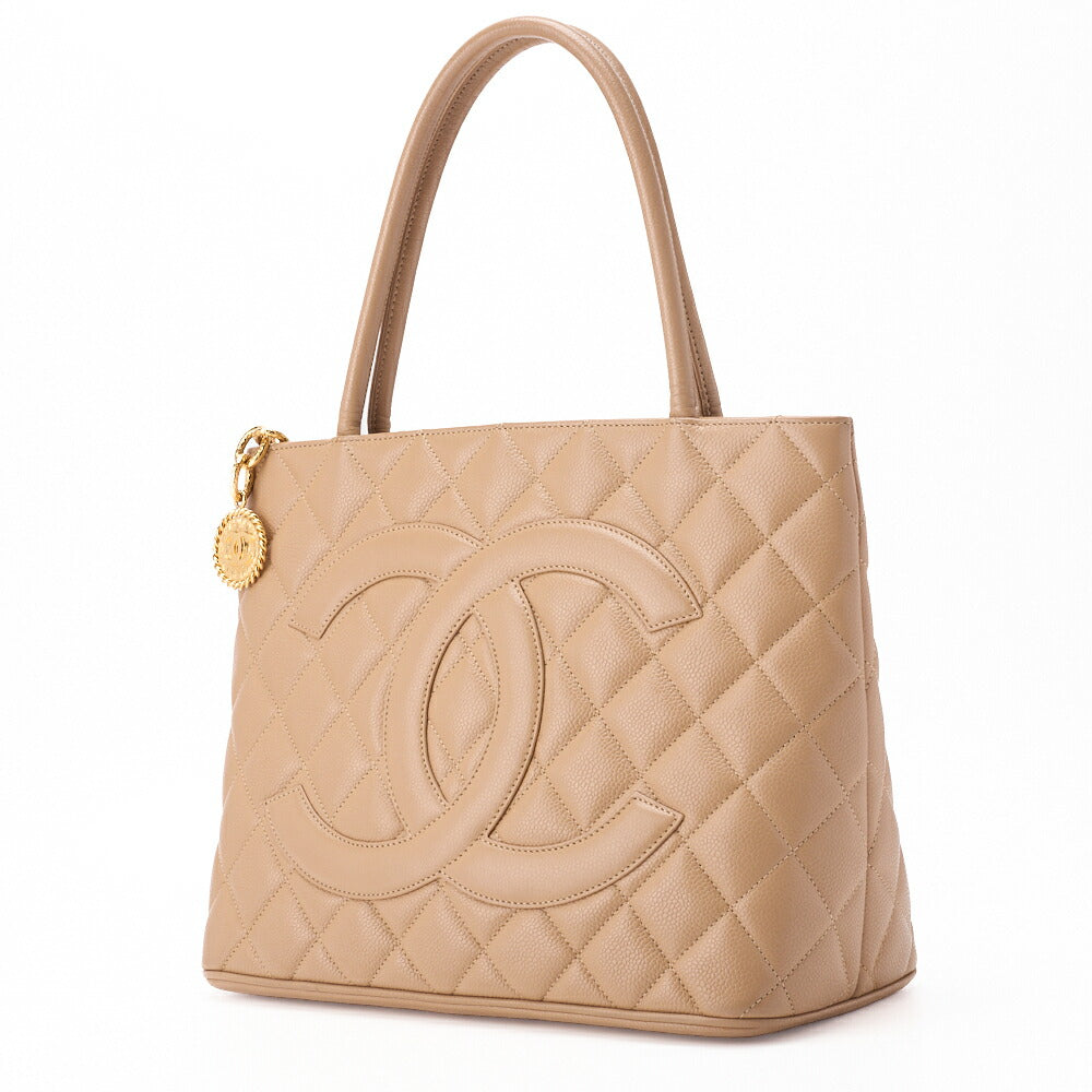 CHANEL Tote Bag, Matelasse Reprint, Caviar Skin, Beige, Gold-Tone Hardware, Pre-Owned - Vintage La Charme