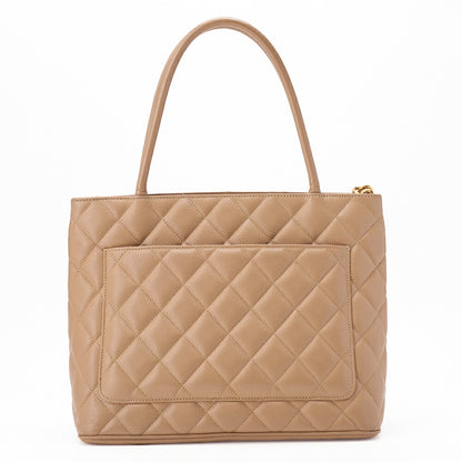 CHANEL Tote Bag, Matelasse Reprint, Caviar Skin, Beige, Gold-Tone Hardware, Pre-Owned - Vintage La Charme