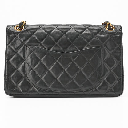 Chanel Shoulder Bag Matelasse Double Flap Lambskin Black Gold-Tone Hardware Pre-Owned - Vintage La Charme