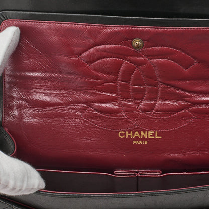 Chanel Shoulder Bag Matelasse Double Flap Lambskin Black Gold-Tone Hardware Pre-Owned - Vintage La Charme