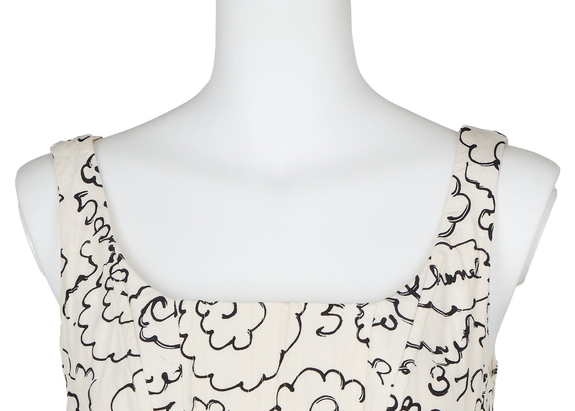 CHANEL Camisole T-Shirt Total Pattern Corset Ivory Fabric Gold-Tone Hardware Pre-Owned - Vintage La Charme
