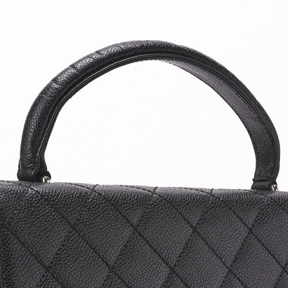 CHANEL Handbag, Matelasse, Turn Lock, Caviar Skin, Black, Silver-Tone Hardware, Pre-Owned - Vintage La Charme