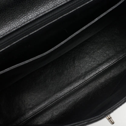 CHANEL Handbag, Matelasse, Turn Lock, Caviar Skin, Black, Silver-Tone Hardware, Pre-Owned - Vintage La Charme
