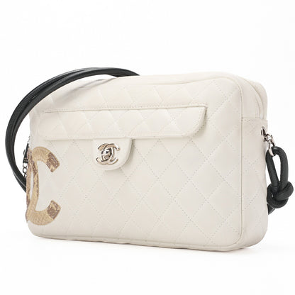 CHANEL Shoulder Bag Matelasse Calfskin Python White Silver-Tone Hardware Pre-Owned - Vintage La Charme