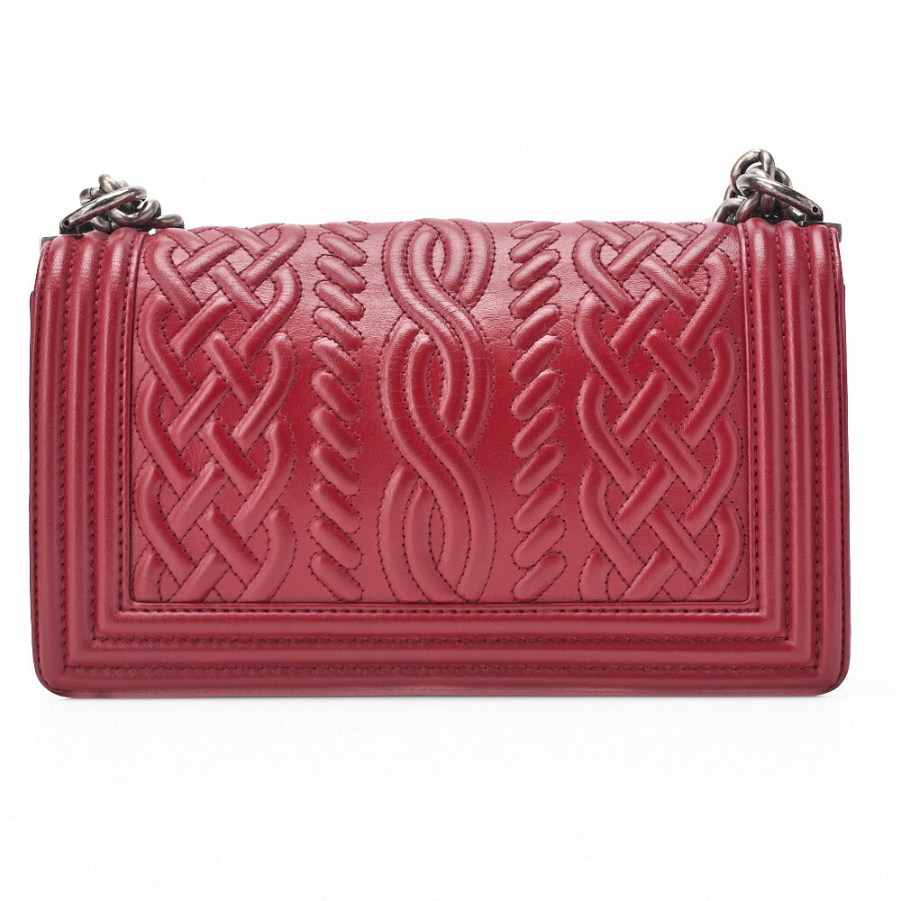 Chanel Shoulder Bag, Braided Design, Chain Shoulder, Lambskin, Red, Silver-Tone Hardware, Pre-Owned - Vintage La Charme