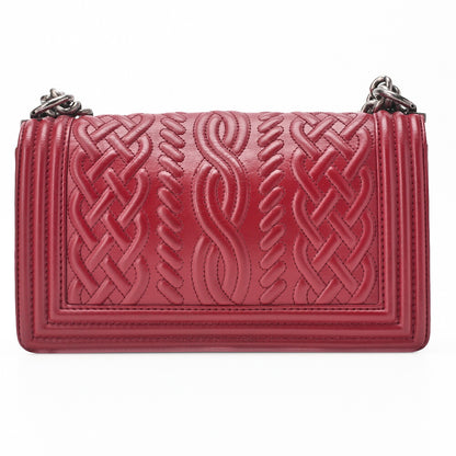 Chanel Shoulder Bag, Braided Design, Chain Shoulder, Lambskin, Red, Silver-Tone Hardware, Pre-Owned - Vintage La Charme