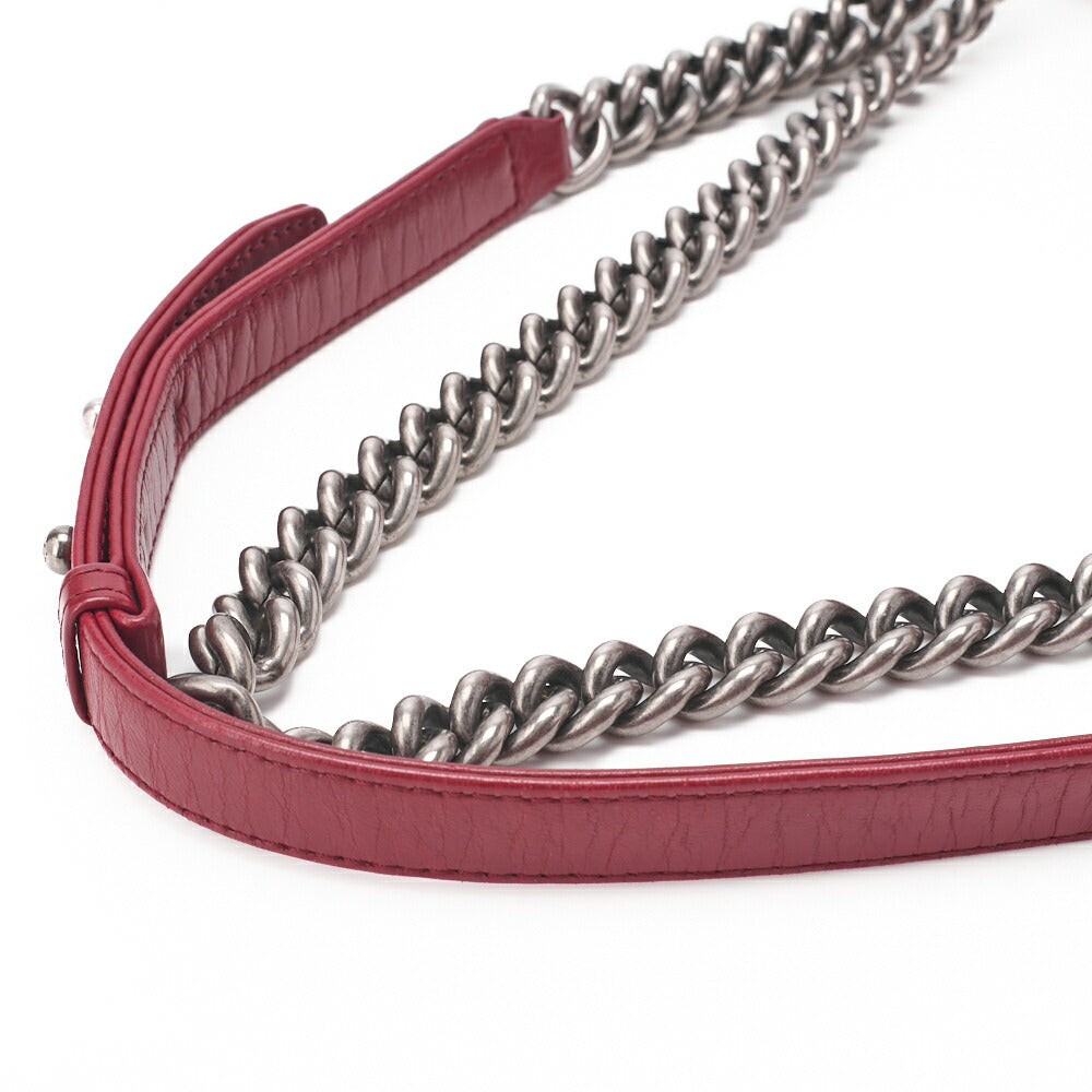 Chanel Shoulder Bag, Braided Design, Chain Shoulder, Lambskin, Red, Silver-Tone Hardware, Pre-Owned - Vintage La Charme