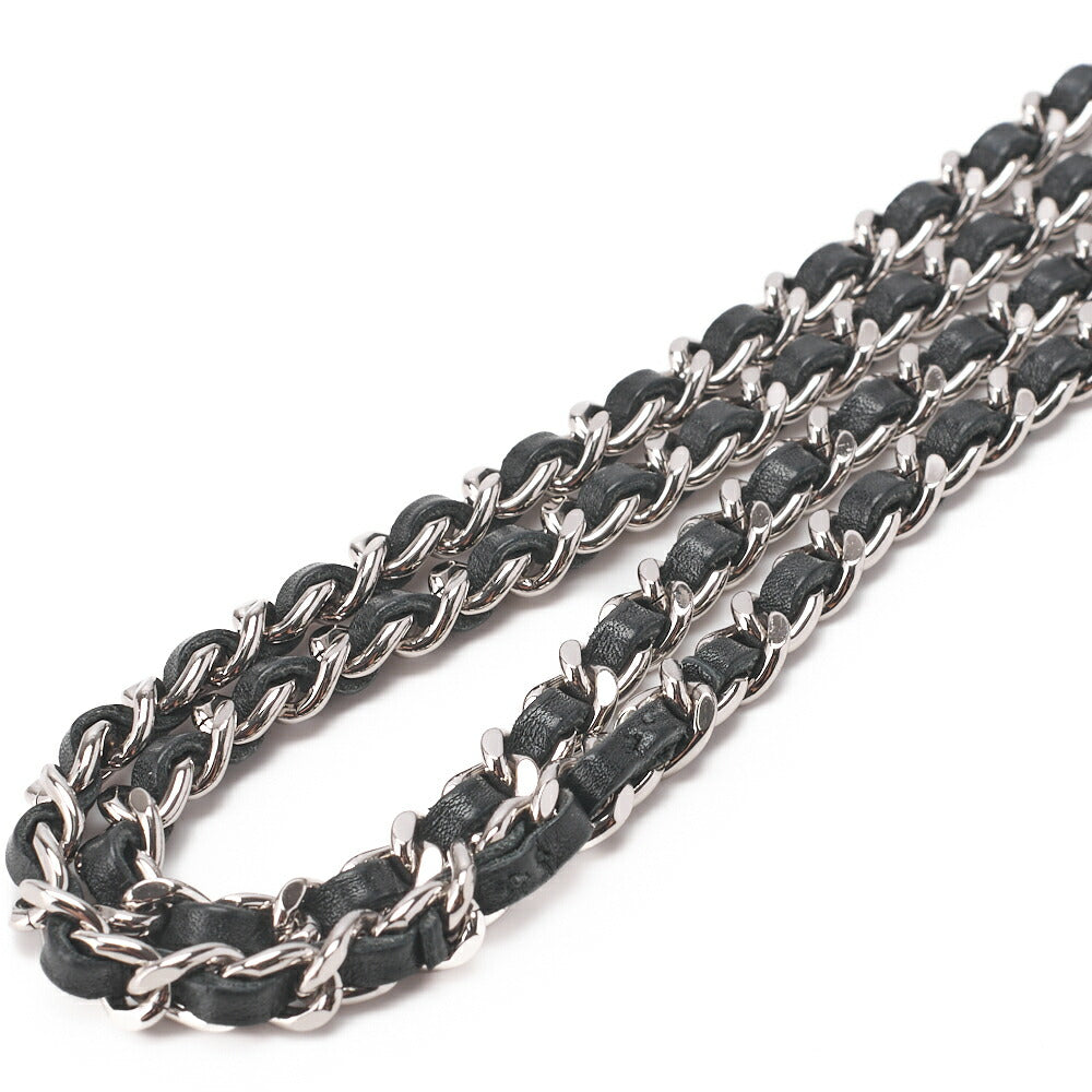 CHANEL Chain Wallet, Cambon Line, Folding, Calfskin, Black, Silver-Tone Hardware, Pre-Owned - Vintage La Charme