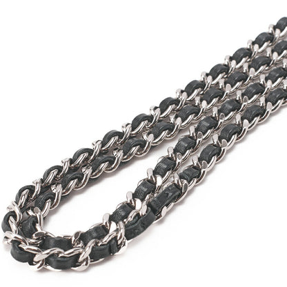 CHANEL Chain Wallet, Cambon Line, Folding, Calfskin, Black, Silver-Tone Hardware, Pre-Owned - Vintage La Charme