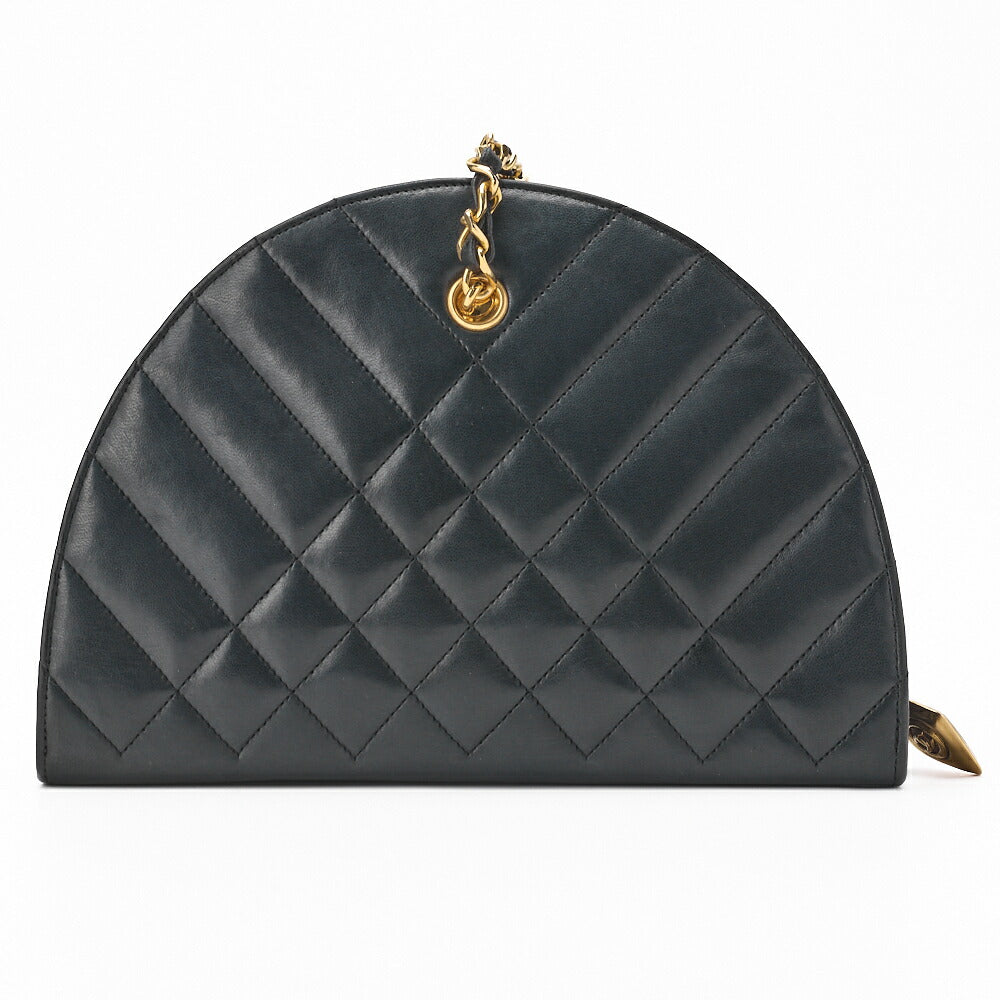 CHANEL Shoulder Bag Half Moon Matelasse Lambskin Black Gold-Tone Hardware Pre-Owned - Vintage La Charme