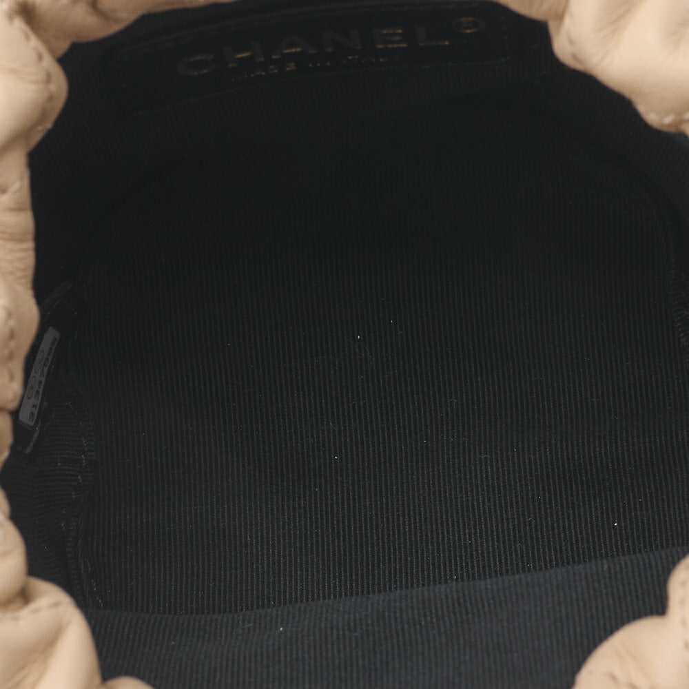 CHANEL Shoulder Bag, Matelasse Pearl Drawstring Type, Lambskin, Beige, Gold-Tone Hardware, Pre-Owned - Vintage La Charme