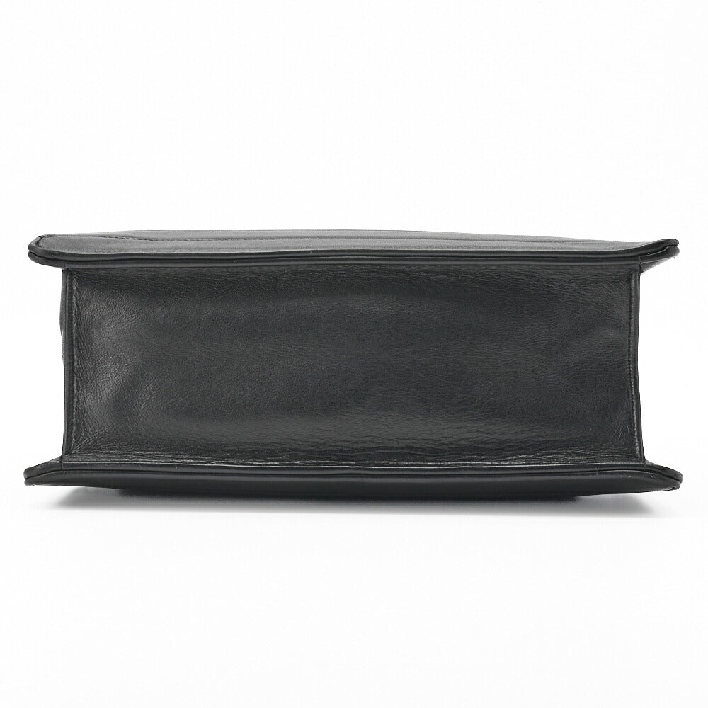 CHANEL Shoulder Bag Border Stitch Mademoiselle Push Lock Lambskin Black Gold-Tone Hardware Pre-Owned - Vintage La Charme