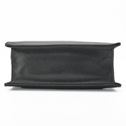 CHANEL Shoulder Bag Border Stitch Mademoiselle Push Lock Lambskin Black Gold-Tone Hardware Pre-Owned - Vintage La Charme