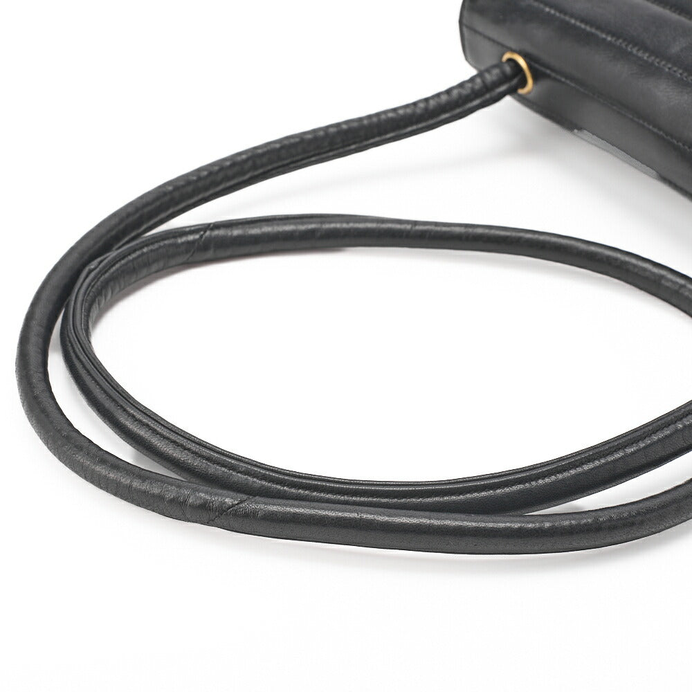 CHANEL Shoulder Bag Border Stitch Mademoiselle Push Lock Lambskin Black Gold-Tone Hardware Pre-Owned - Vintage La Charme