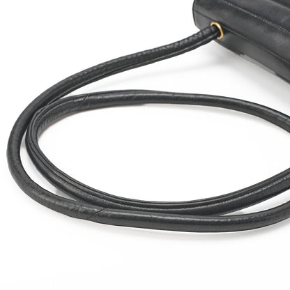 CHANEL Shoulder Bag Border Stitch Mademoiselle Push Lock Lambskin Black Gold-Tone Hardware Pre-Owned - Vintage La Charme