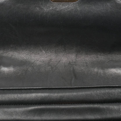 CHANEL Shoulder Bag Border Stitch Mademoiselle Push Lock Lambskin Black Gold-Tone Hardware Pre-Owned - Vintage La Charme