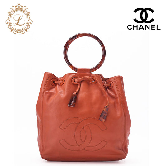 CHANEL Shoulder Bag, Coco Mark, Tortoiseshell, Lambskin, Orange, Gold-Tone Hardware, Pre-Owned - Vintage La Charme