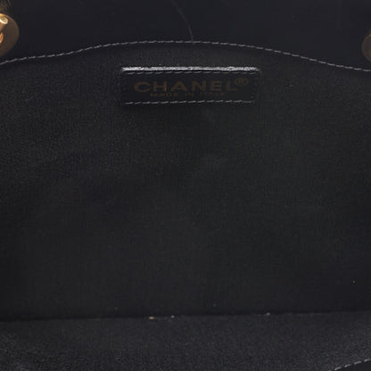 CHANEL Handbag, Icon Design, Cotton, Black, Gold-Tone Hardware, Pre-Owned - Vintage La Charme